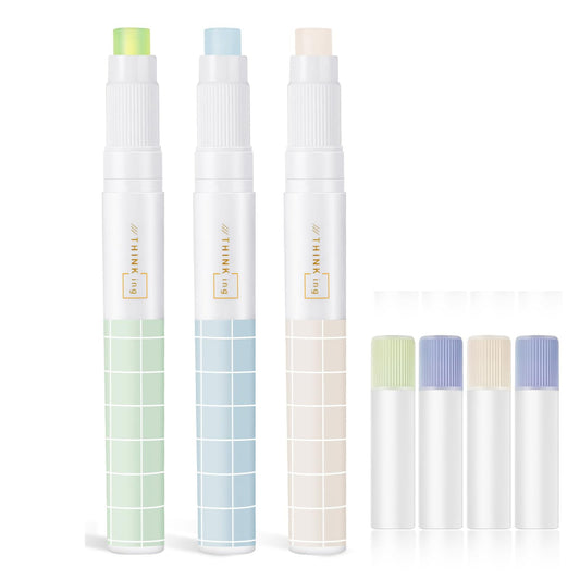 Ngheia Pen-Shaped Glue Stick Refill, Pen Glue 4 Pack Replacement Cartridges Grid Pattern Design Colors Compatible with Standard Pen Glue Applicators, 1 Card Glue Stick (4Pcs)