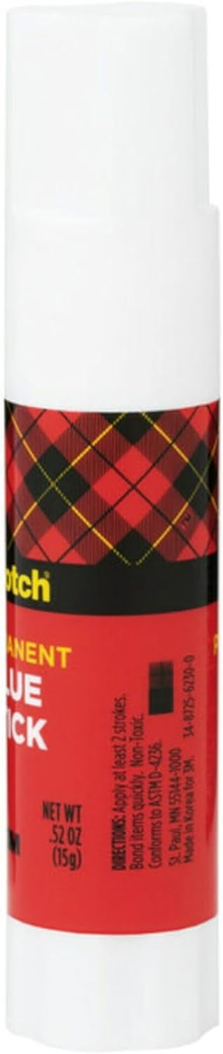 3M Scotch Permanent Glue Stick, White, .45 oz.