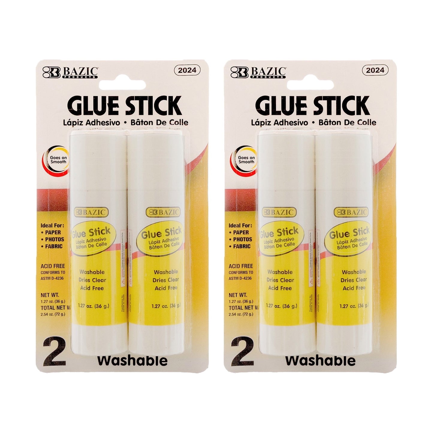 BAZIC Glue Stick 36g/1.27 Oz, Acid Free Glue (2/Pack), 1-Pack