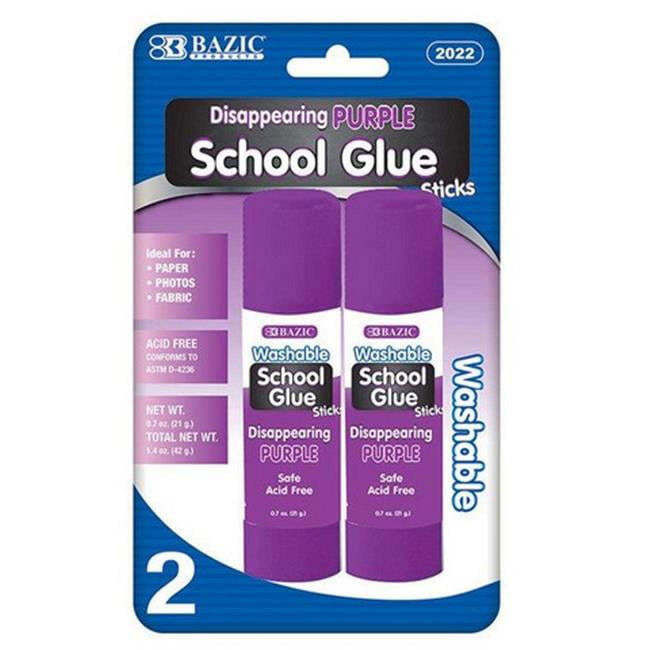 Bazic 2022 21g / 0.7 Oz. Large Washable Purple Glue Stick (2/Pack) Case of 24