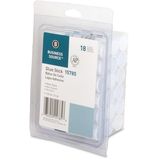 Business Source, BSN15785, Value Pack Glue Sticks, 18 / Pack, White