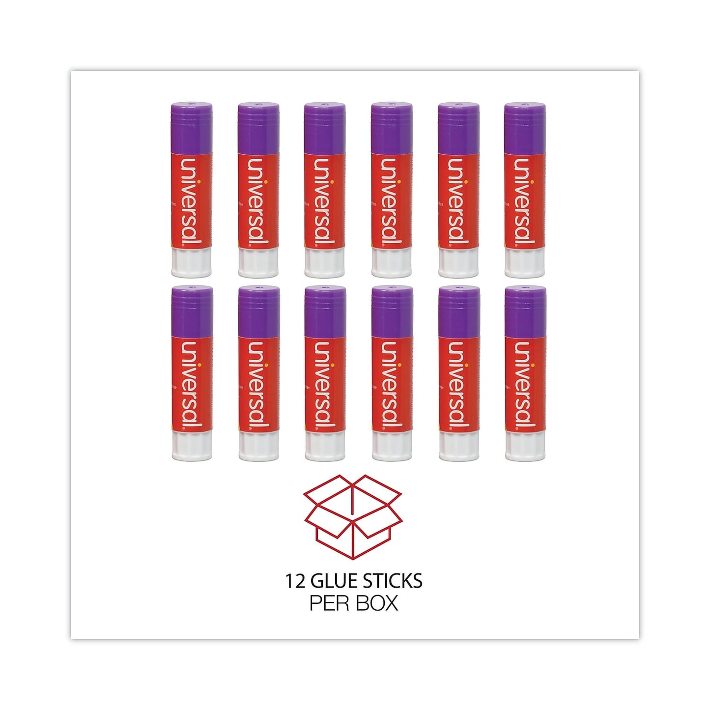 Universal UNV74748 0.28 oz. Dry-Clear Glue Sticks - Purple (12/Pack)