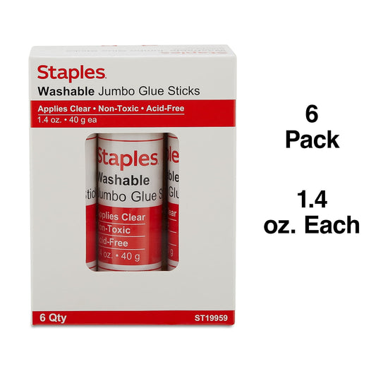 Staples Jumbo Washable Glue Sticks 1.4 oz. 18/Carton ST19959/19959VS