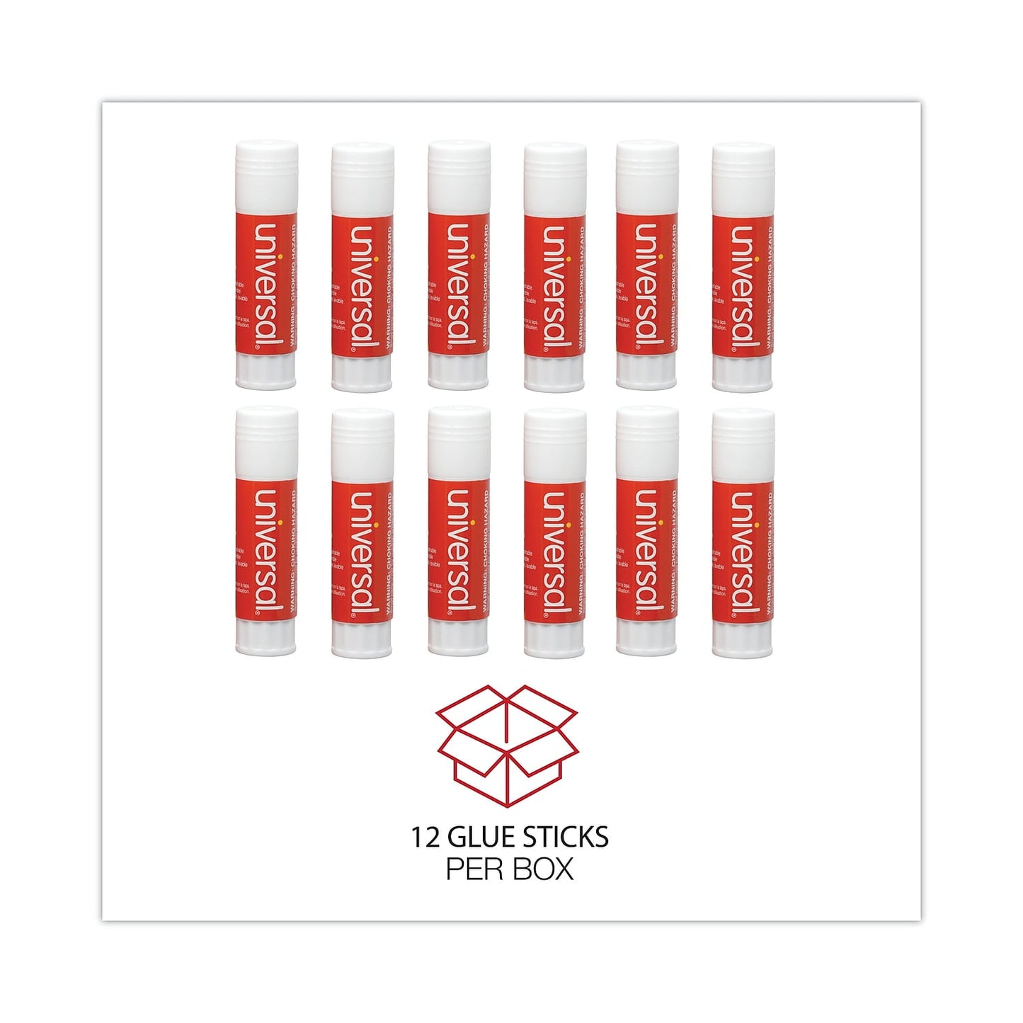 Universal UNV76752 1.3 oz. Applies and Dries Clear Glue Sticks (12/Pack)