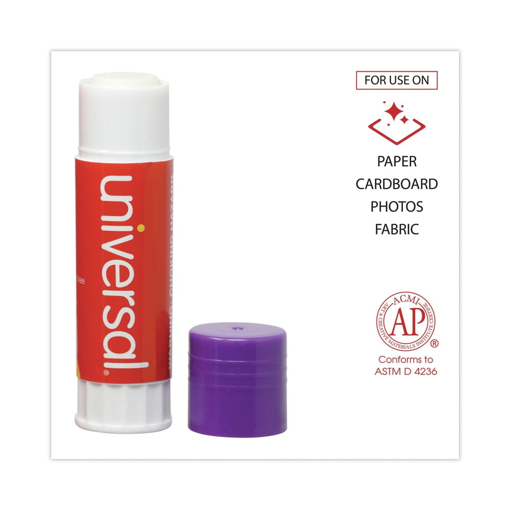 Universal UNV74752 1.3 oz. Dry-Clear Glue Sticks - Purple (12/Pack)