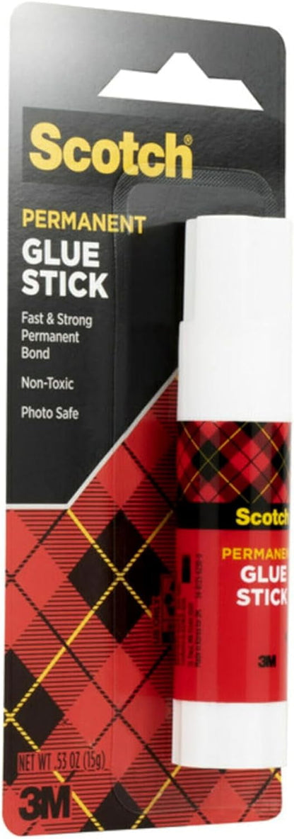 3M Scotch Permanent Glue Stick, White, .45 oz.