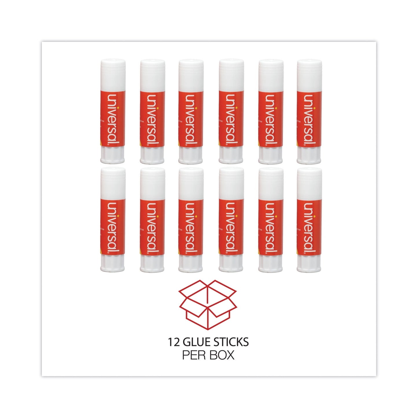 1PC Universal Glue Stick, 0.28 oz, Applies and Dries Clear, 12/Pack