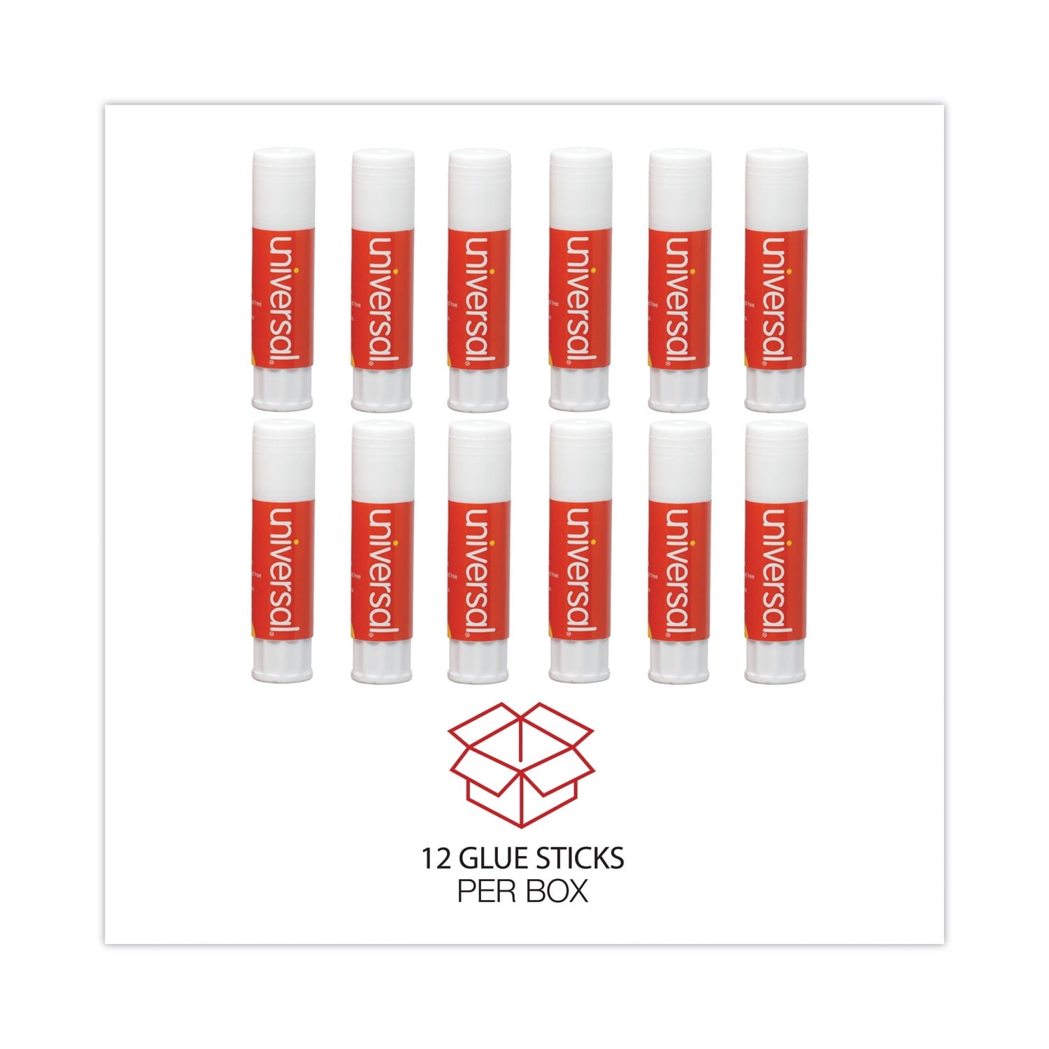 1PC Universal Glue Stick, 0.28 oz, Applies and Dries Clear, 12/Pack