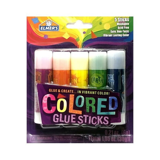 Bundle of 3 Packs - Elmer's Washable Colored Glue Sticks (5 Pack) Glue and Create in Vibrant Lasting Color