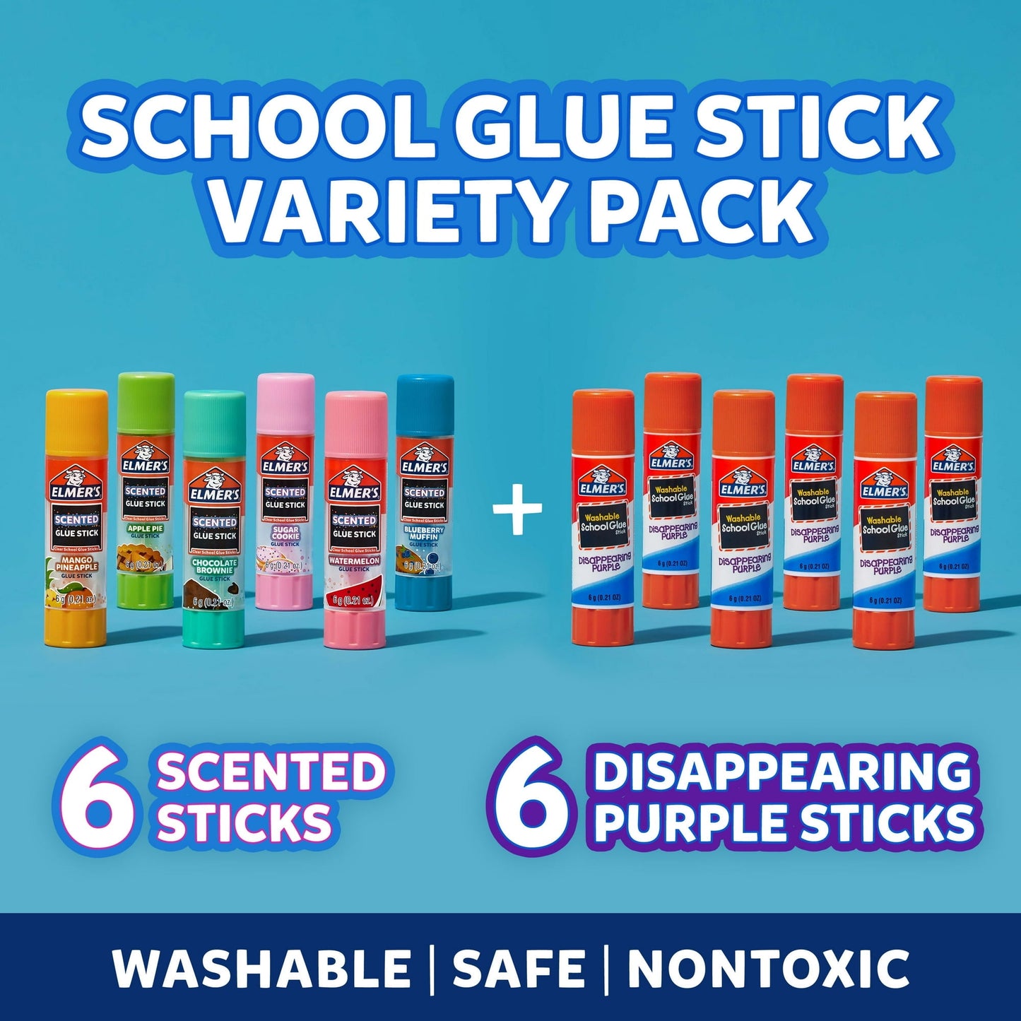 ( 4 Pack ) Elmer’s Scented Glue Sticks Variety Pack, Safe, Non-toxicSchool Glue, 6 Gram, 12 Count, 1 Hour Dry