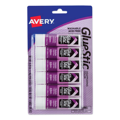 3Pc Avery Permanent Glue Stic Value Pack 0.26 oz, Applies Purple, Dries Clear, 6/Pack
