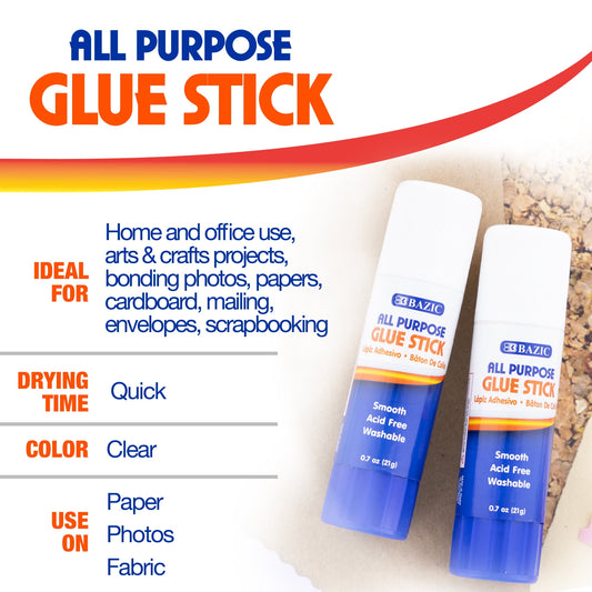 BAZIC Premium Glue Stick 21g/0.7 Oz, Acid Free, Glue Sticks, Total 12-Count