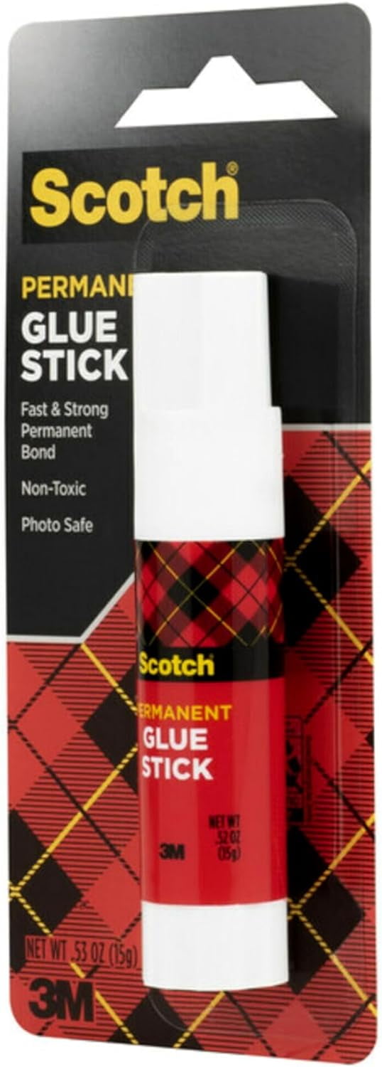 3M Scotch Permanent Glue Stick, White, .45 oz.