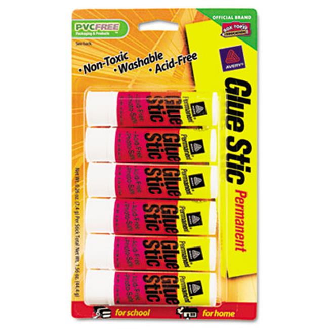 Avery  Clear Application Permanent Glue Stics- .26 oz- Stick- 6/Pack