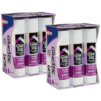 Avery Glue Stic, Disappearing Purple Glue Sticks, 1.27oz, 12 Total (10222)