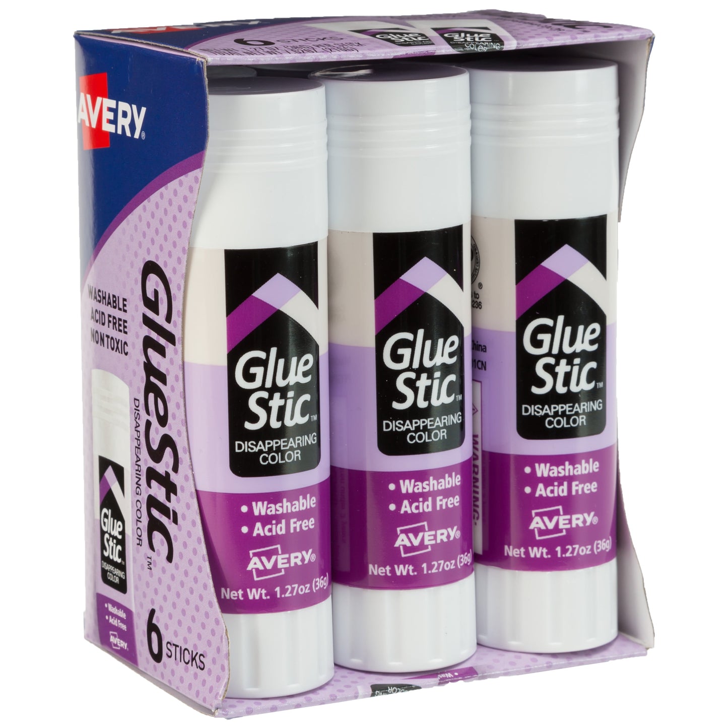 Avery Glue Stic(TM), Purple Glue Sticks, 1.27oz, 6 Total (98071)