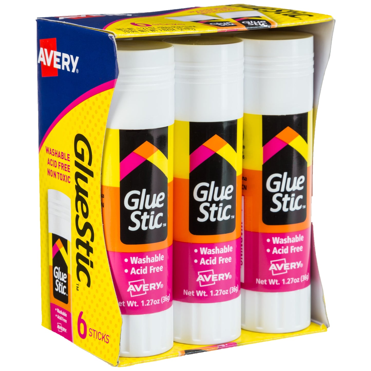 Avery Glue Stic, White Glue Sticks, 1.27 oz, 6 Total (98073)