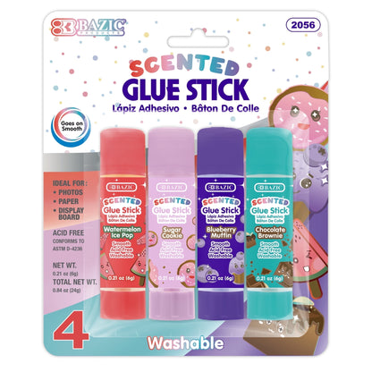 BAZIC Scented Glue Sticks, Washable, Assorted Scents 6 Grams, All Purpose Acid Free Glue Stick (4/Pack), 24-Pack