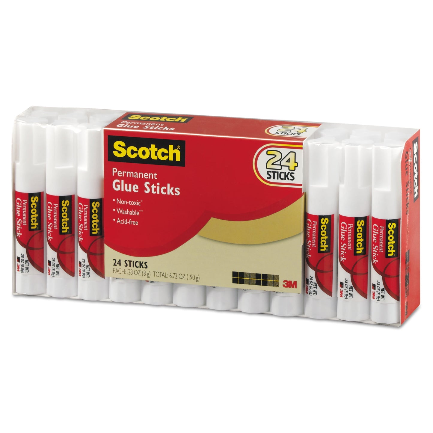Scotch All Purpose Permanent Glue Stick, 0.28 oz, 24-Pack