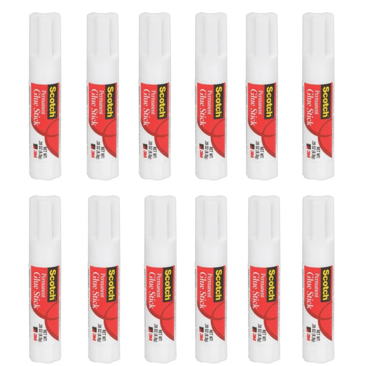 Scotch MMM600824S All Purpose Permanent Glue Stick Washable Strong Hold, Easy Stick, Quick Drying, Non-Toxic 28oz pack of 12