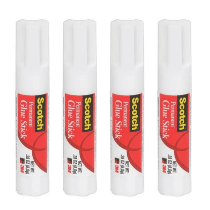 Scotch MMM600824S All Purpose Permanent Glue Stick Washable Strong Hold pack of 4