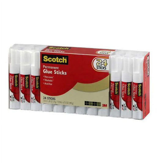 Scotch Permanent Glue Stick, 0.28 oz, 24-Count