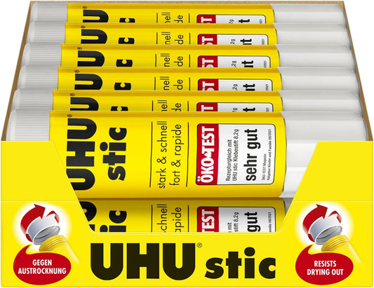 UHU Stic Glue Stick Solid Washable Non-Toxic 21g Ref [Pack of 12]