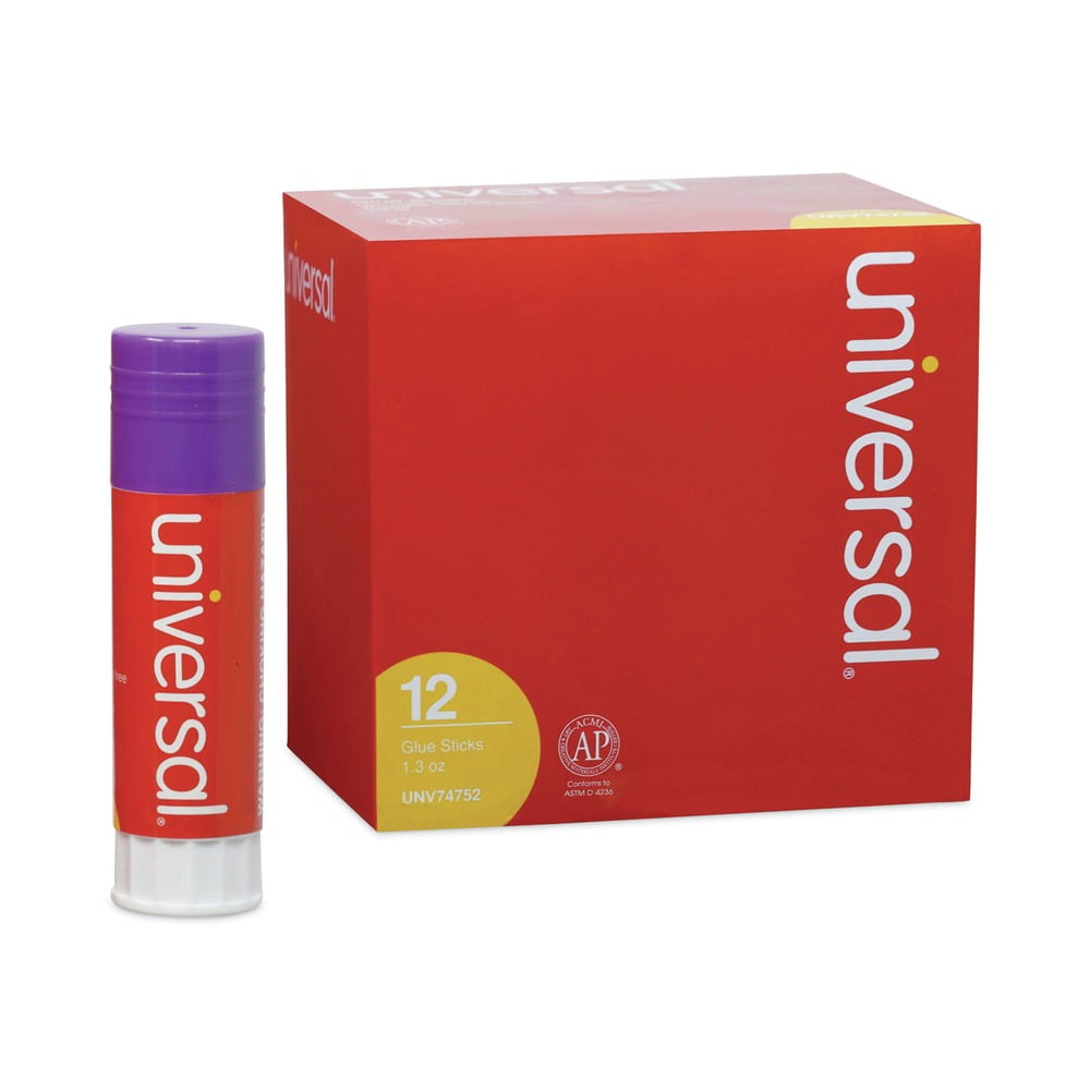 Universal UNV74752 1.3 oz. Dry-Clear Glue Sticks - Purple (12/Pack)