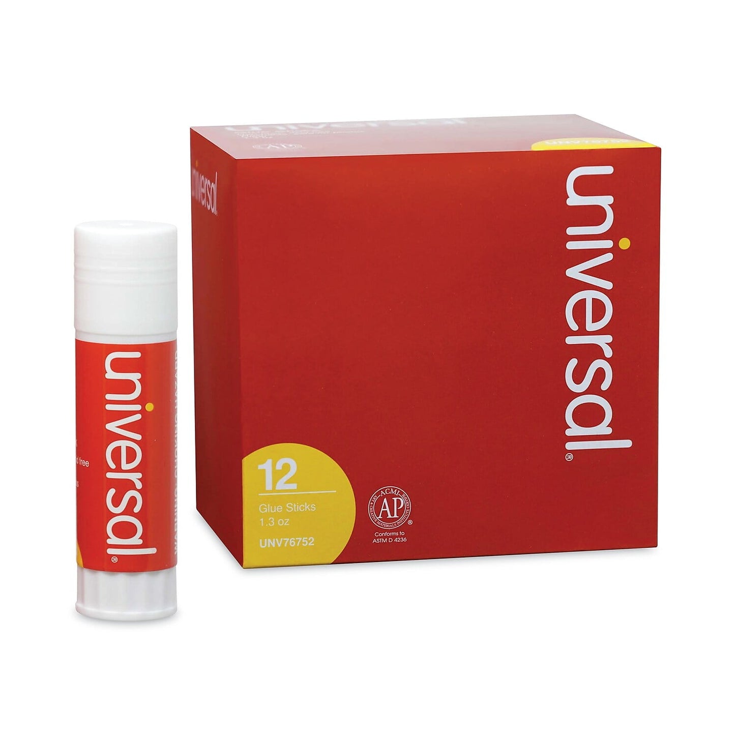 Universal UNV76752 1.3 oz. Applies and Dries Clear Glue Sticks (12/Pack)
