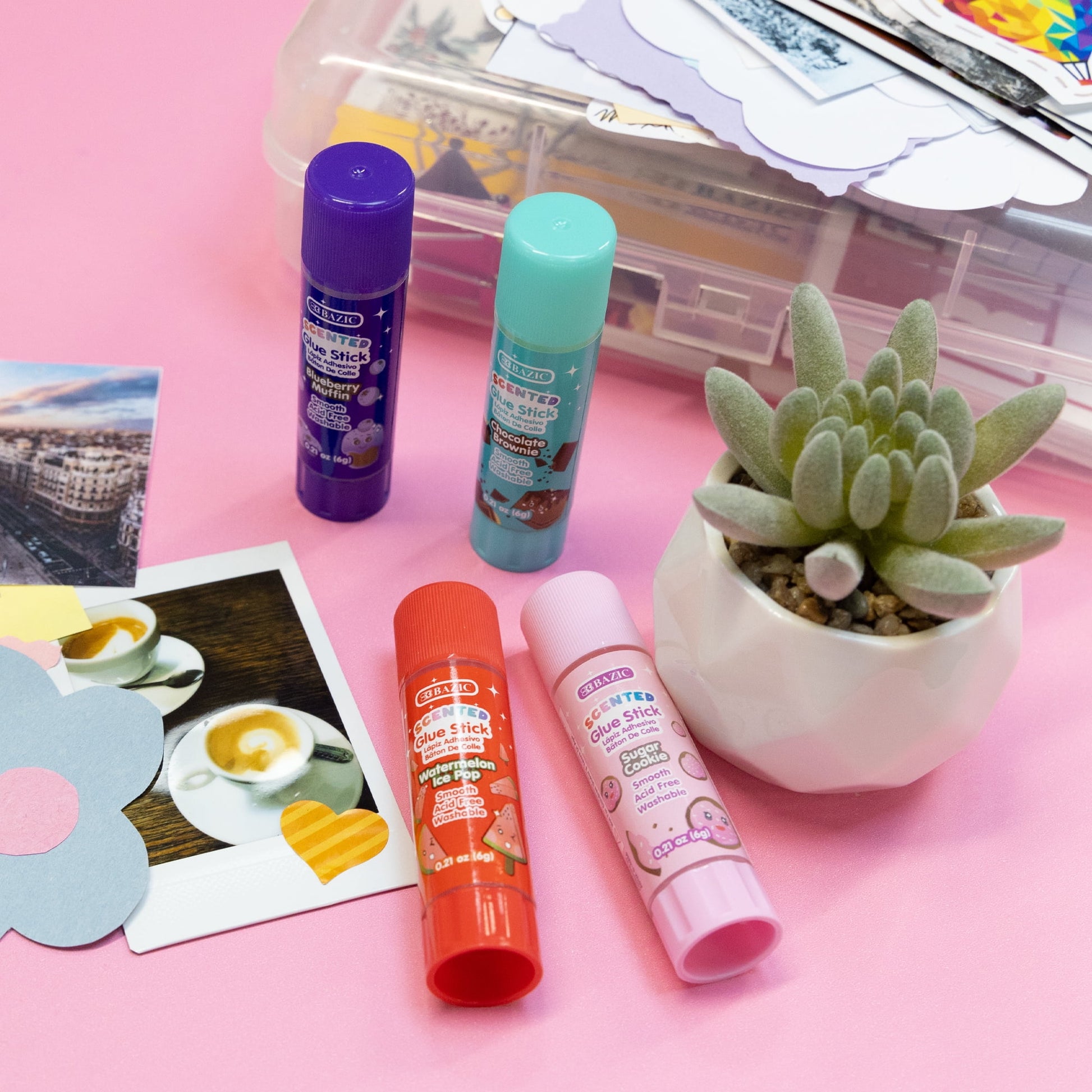 BAZIC Scented Glue Sticks, Washable, Assorted Scents 6 Grams, All Purpose Acid Free Glue Stick (4/Pack), 24-Pack