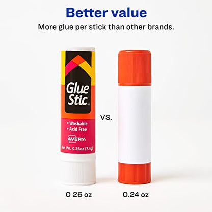 Avery Glue Stic Washable Nontoxic 0.26 oz (Pack of 25)