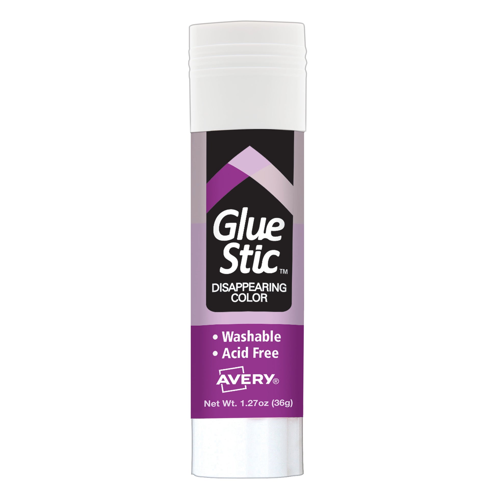 Avery Glue Stick Disappearing Purple, Washable, Permanent, 6 per Pack, 2 Packs, 12 Total (98071)